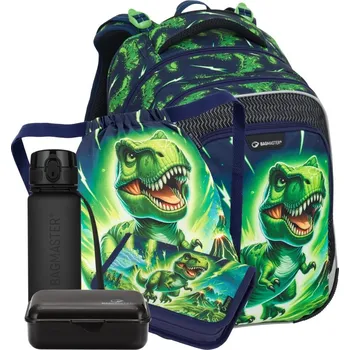 Školní batoh Školní batohový 5-dílný set Bagmaster LUMI 25 C DINOSAURUS (batoh,penál,sáček na cvičky,box na svačinu,láhev)