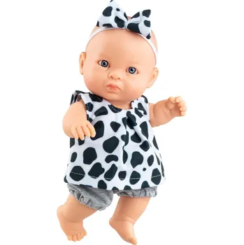 Panenka Realistická panenka holčička Jana v černo-bílých šatech od firmy Paola Reina ze Španělska (Los Peques 21 cm - balené v sášku)
