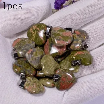 Sběratelství Přírodní krystal srdce reiki | Minerální kámen, šperk 1 ks - Přírodní Unakit , 1ks 20x6mm