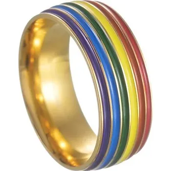 Prsten Duhový nerezový prsten pro páry a přátelství | duhový prsten, prsten přátelství - Zlato , 12