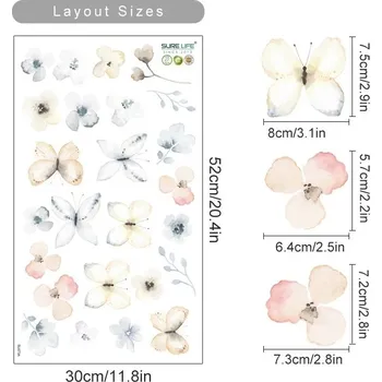 Samolepící dekorace Boho květinové samolepky na zeď | nástěnné dekorace, ložnicová výzdoba - SL673A