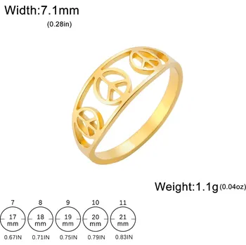 Prsten Ocelový prsten symbol míru | dámský šperk - Zlato , 9