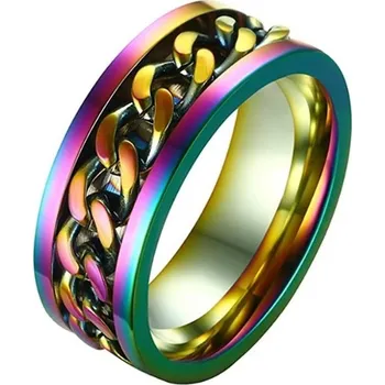 Prsten Otočný ocelový prsten s řetízkem pro muže i páry | pánský prsten, otočný prsten - MULTI , 13