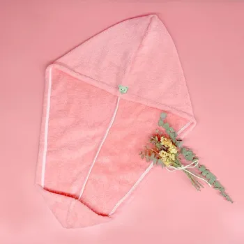 Ručník Rychleschnoucí mikrovláknový ručník na vlasy | Ručník s knoflíkem, savý ručník - Růžový