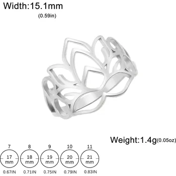 Prsten Dámský prsten lotus z oceli | šperk - Stříbro , 8