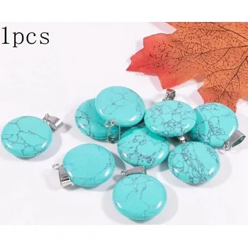 Přívěsek Přívěsek přírodní kámen s náhrdelníkem | minerální šperk 1 ks - Syntetická tyrkysová