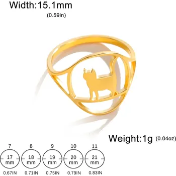 Prsten Ocelový prsten s motivem zvířete | dámský šperk - 5 Kočičí zlato , 8