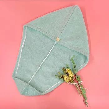 Ručník Rychleschnoucí mikrovláknový ručník na vlasy | Ručník s knoflíkem, savý ručník - Zelený