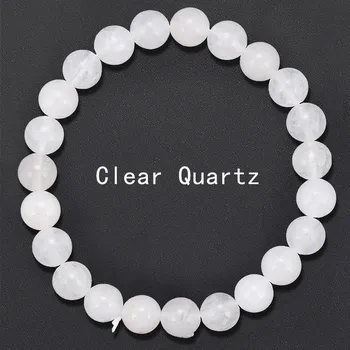 Náramek Korálkový náramek z přírodního kamene | šperky pro muže a ženy - Čirý křemen , 8mm korálky , 19,5-20 cm