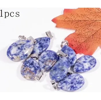 Sběratelství Přírodní krystal kapka 20x6mm | Minerální přívěsek 1 ks - Přírodní modrá bílá