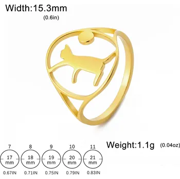 Prsten Ocelový prsten s motivem zvířete | dámský šperk - 21 Kočičí zlato , 8