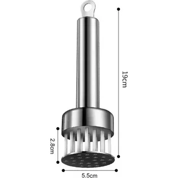 Nerezový tenderizér na maso pro šťavnaté steaky | kuchyňské náčiní, nástroj na maso - Kulatá plochá jehla