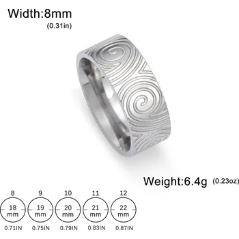 Prsten Ocelový prsten s rytím swirl 8mm | šperk - Stříbro , 12