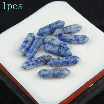 Přírodní kámen Hexagonální sloupek z přírodního kamene | ochranný krystal, meditační kámen 1 ks - Přírodní modrá bílá