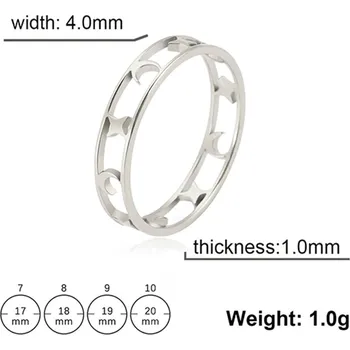 Prsten Prsten měsíc z chirurgické oceli boho styl | Dámský šperk - Barva oceli , 9