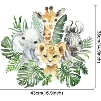 Samolepící dekorace Boho samolepka na zeď- žirafa, slon, puntíky | dětská dekorace, vinylová samolepka - SL384A