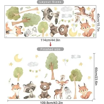 Samolepící dekorace Lesní zvířata samolepky na zeď | dětská dekorace, dětská nástěnná dekorace - SL6661A