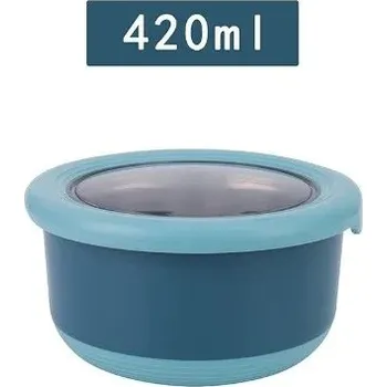 Termobox Nerezová miska s víkem pro čerstvé jídlo | termo box - modrá - 420 ml