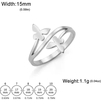 Prsten Cazador ocelový prsten motýl | dámský šperk - Stříbro , 6