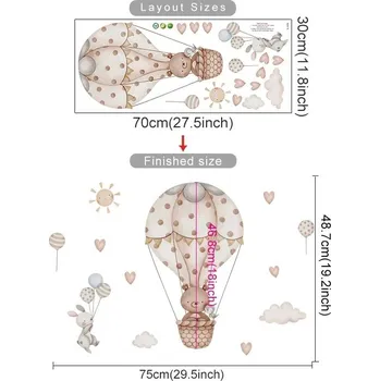Samolepící dekorace Medvědí samolepka na zeď s balónem a mraky | dětská dekorace, dětská samolepka - SL3455B