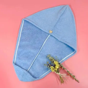Ručník Rychleschnoucí ručník na vlasy s knoflíkem | turban na vlasy, mikrovláknový ručník - Modrý