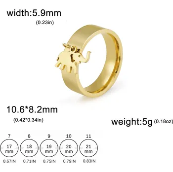 Prsten Ocelový prsten s motivem | dámský šperk - Sloní zlato , 8