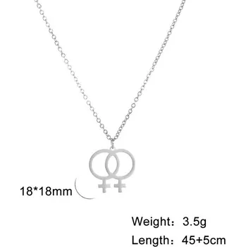 Náhrdelník Lesbický choker s přívěskem | módní náhrdelník - Barva oceli