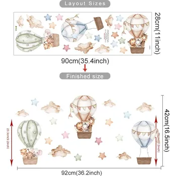 Samolepící dekorace Dětské nálepky na zeď s balónem a zvířátky | dětské samolepky, nálepky na zeď - SL3647A