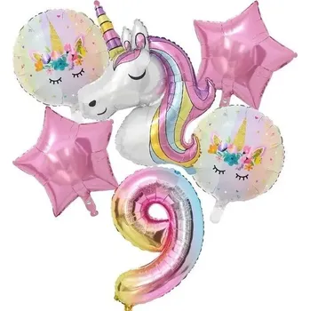 Party dekorace Duhový jednorožec balónky na oslavu s číslem | narozeninová dekorace, balónková výzdoba - 9