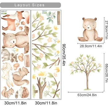 Samolepící dekorace Boho dětské samolepky lesní zvířátka | nálepky na zeď, dětská dekorace - SL6336A