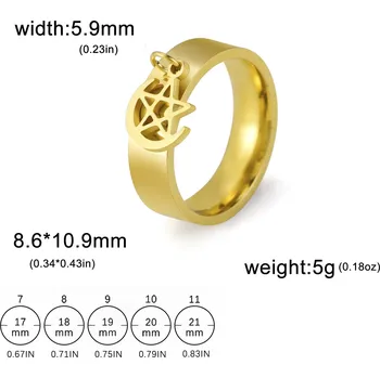 Prsten Ocelový prsten s motivem | dámský šperk - Pentagram zlatý , 8