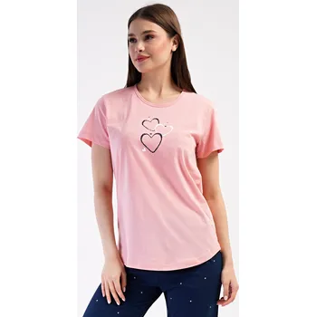 Dámské pyžamo Vienetta Dámské pyžamo kapri Srdce: lososová XXL