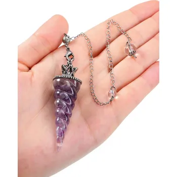 Čakrové kyvadlo z přírodních kamenů pro věštění | věštecké pomůcky - Ametyst