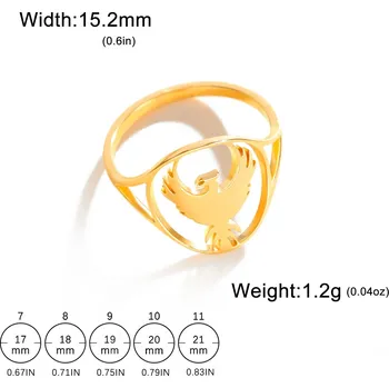 Prsten Ocelový prsten s motivem zvířete | dámský šperk - 11 Phoenix Gold , 7