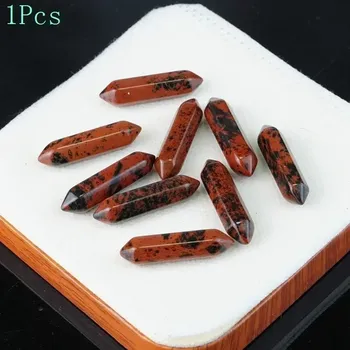 Přírodní kámen Hexagonální sloupek z přírodního kamene | ochranný krystal, meditační kámen 1 ks - Přírodní červený obsidián