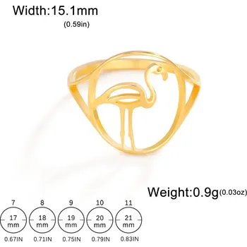 Prsten Ocelový prsten s motivem zvířete | dámský šperk - 17 Flamingo Gold , 8