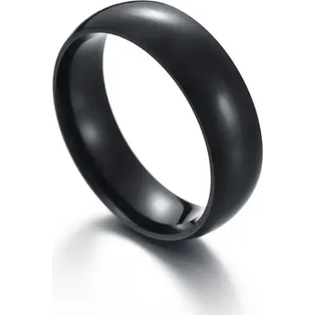 Prsten Ocelový prsten pro páry hladký | snubní prsten, módní šperk - Černá 6mm , 11