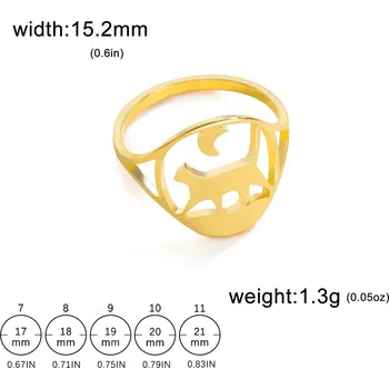 Prsten Ocelový prsten s motivem zvířete | dámský šperk - 2 Kočičí zlato , 7