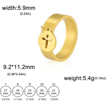 Prsten Ocelový prsten s motivem | dámský šperk - Kříž zlatý , 11