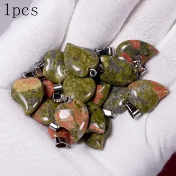 Přívěsek Přívěsek srdce z přírodního kamene | kamenný šperk 1 ks - Přírodní Unakit