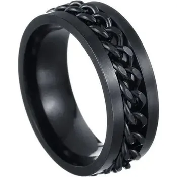 Prsten Otočný ocelový prsten s řetízkem pro muže i páry | pánský prsten, otočný prsten - 006 černá , 10