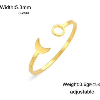 Prsten Měsíční prsten z chirurgické oceli otevřený design | Šperk - B zlatá barva