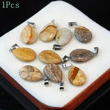 Přívěsek Přírodní krystal kapka 20x6mm | Minerální přívěsek 1 ks - Přírodní malované