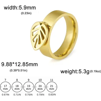 Prsten Ocelový prsten s motivem | dámský šperk - Lístkové zlato , 10