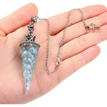 Čakrové kyvadlo z přírodních kamenů pro věštění | věštecké pomůcky - Akvamarín