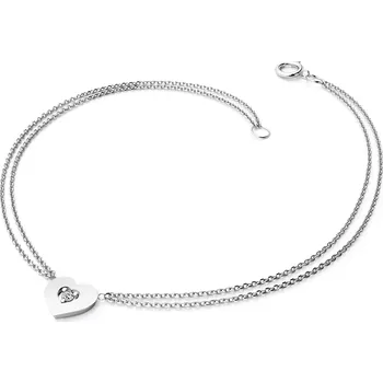 Náramek Dámský náramek bílé zlato 585/1000 přírodní diamant G/SI srdce 10874-NR02-B délka 20 cm