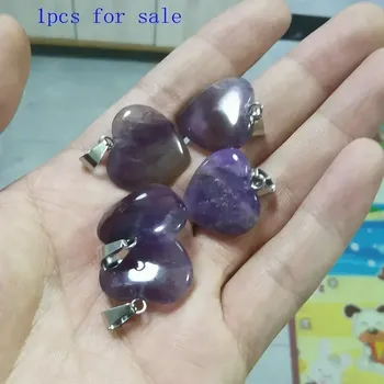 Přírodní kámen Přírodní krystal srdce reiki | Minerální kámen, šperk 1 ks - Přírodní ametyst , 1ks 20x6mm