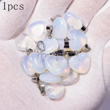 Přírodní krystal srdce | Minerální dekorace - Syntetický opál , 1ks 16x6mm