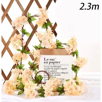umělá květina Umělá sakura 230 cm, girlanda na svatbu a zahradu | umělé květiny, květinová girlanda - šampaňské