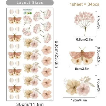 Samolepící dekorace Boho květinové samolepky na zeď pro děti | dětské samolepky, dekorace stěny - SL623C